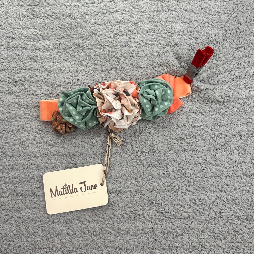 Matilda Jane Rose Infused Headband Floral Rosette Orange OS Boho Whimsy Kids